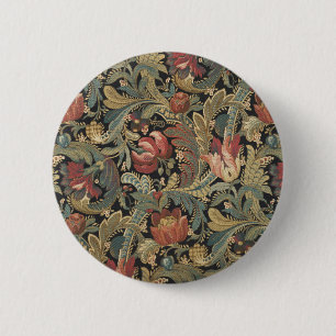 Rich Floral Tapestry Brocade Antique Classic 6 Cm Round Badge