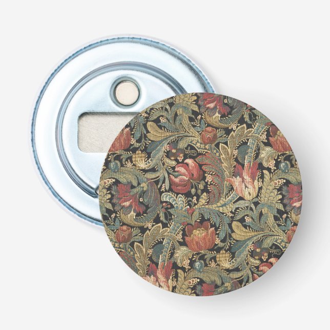 Rich Floral Tapestry Brocade Antique Classic Bottle Opener (Front)