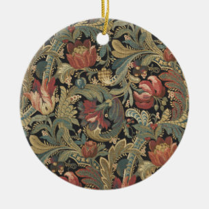 Rich Floral Tapestry Brocade Antique Classic Ceramic Ornament