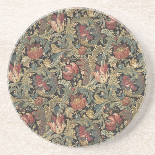 Rich Floral Tapestry Brocade Antique Classic Coaster (Front)