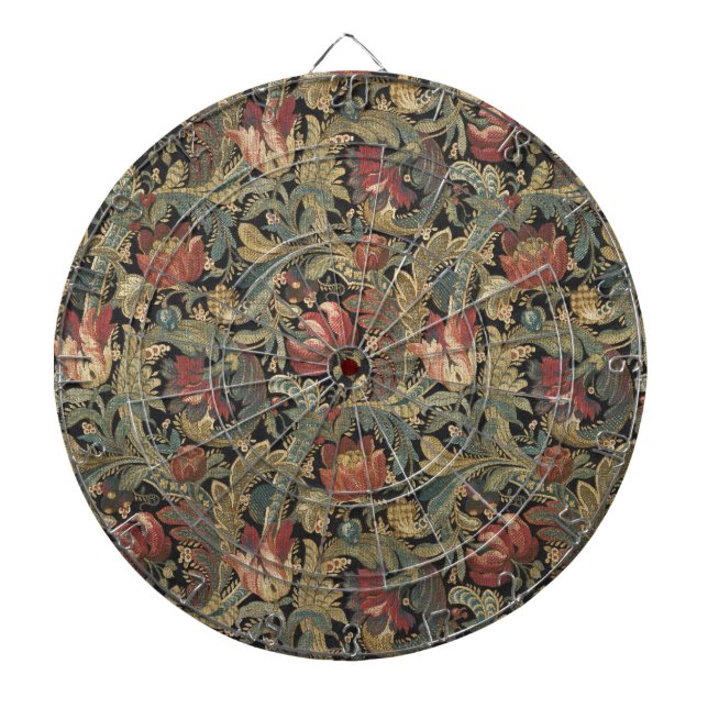 Rich Floral Tapestry Brocade Antique Classic Dartboard (Front)