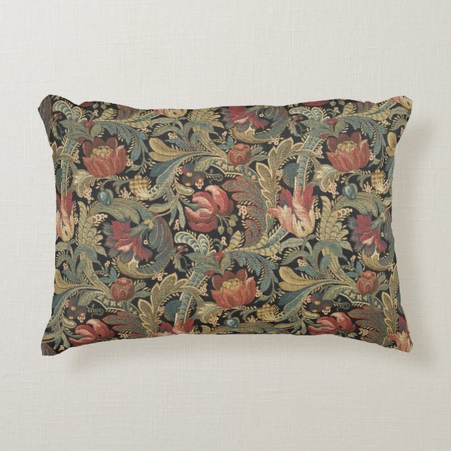 Rich Floral Tapestry Brocade Antique Classic Decorative Cushion (Front)