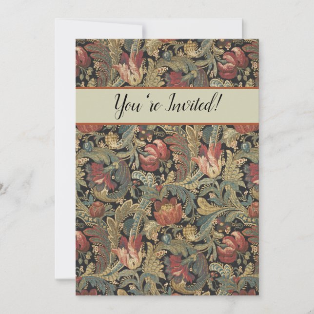 Rich Floral Tapestry Brocade Antique Classic Invitation (Front)