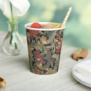 Rich Floral Tapestry Brocade Antique Classic Paper Cups