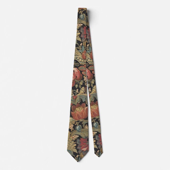 Rich Floral Tapestry Brocade Antique Classic Tie (Front)