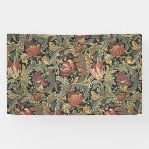 Rich Floral Tapestry Brocade Antique Victorian Banner