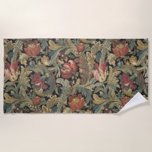 Rich Floral Tapestry Brocade Antique Victorian Beach Towel