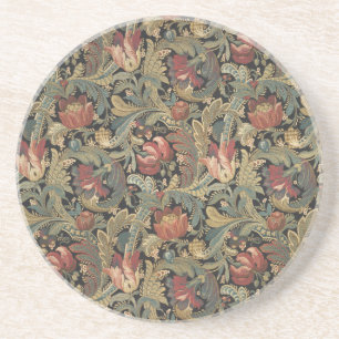 Rich Floral Tapestry Brocade Antique Victorian Coaster