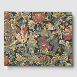 Rich Floral Tapestry Brocade Antique Victorian Guest Book