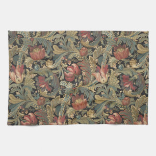 Rich Floral Tapestry Brocade Antique Victorian Tea Towel