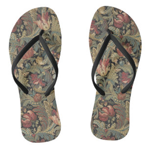 Rich Floral Tapestry Brocade Antique Victorian Thongs