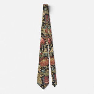 Rich Floral Tapestry Brocade Antique Victorian Tie