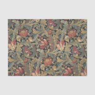 Rich Floral Tapestry Brocade Antique Victorian Tissue Paper