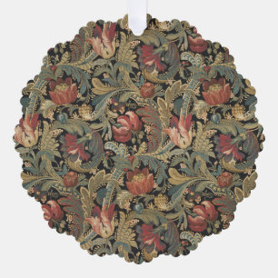 Rich Floral Tapestry Brocade Antique Victorian Tree Decoration Card