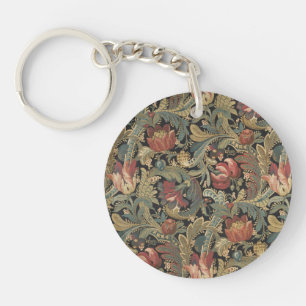 Rich Floral Tapestry Brocade Damask Key Ring