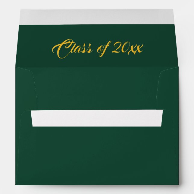 Rich Forest Green & Gold Typography Graduation  Envelope (Back (Bottom))