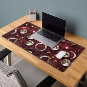 Rich Garnet Red Celestial Moon Desk Mat