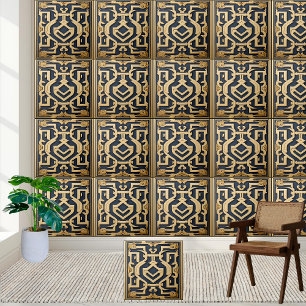 Rich Gold Blue Greek Backsplash  Ceramic Tile