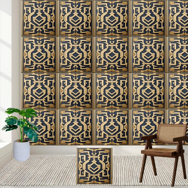 Rich Gold Blue Greek Backsplash  Ceramic Tile (Creator Uploaded)