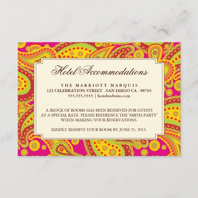 Rich Gold Paisley Pattern Party Enclosure Card (Front)