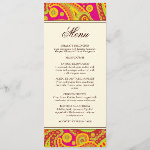 Rich Gold Paisley Pattern Party Menu Card