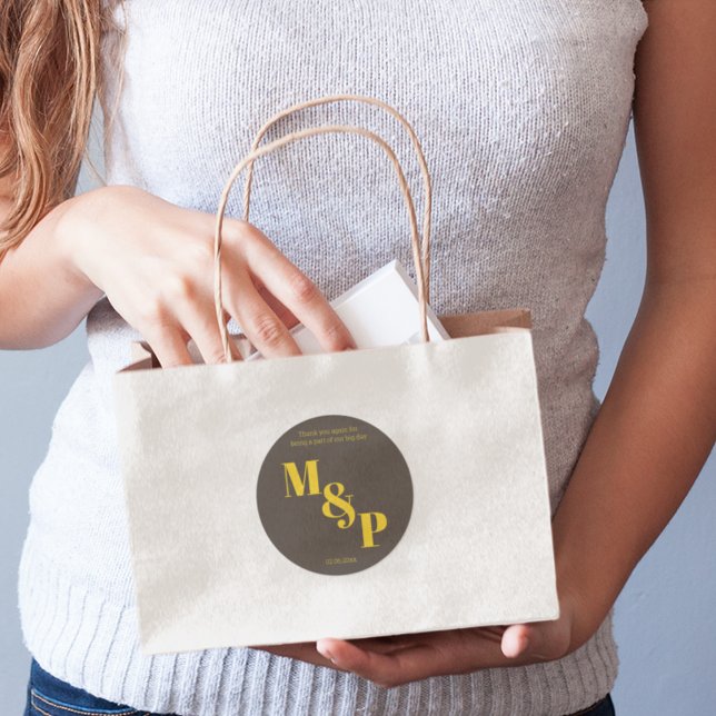 Rich Golden in Black Wedding Theme Classic Round Sticker (Stick a thank you Sticker on the return gift to honor your guests)