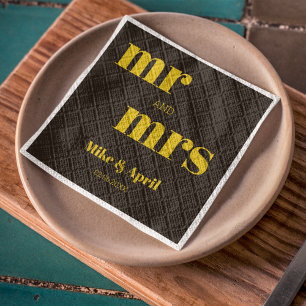 Rich Golden in Black Wedding Theme Napkin