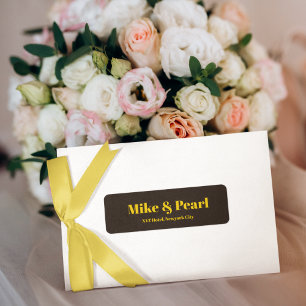 Rich Golden in Black Wedding Theme Return Address Label