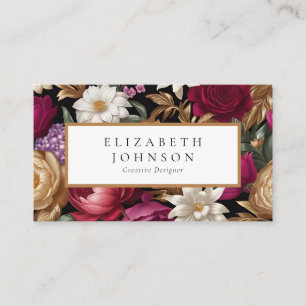 Rich Golds and Vibrant Floral Design Business Card