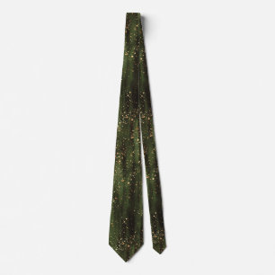 Rich Green and Gold Abstract Sparkle Pattern Tie
