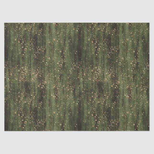 Rich Green and Gold Abstract Sparkle Pattern Tissue Paper (Front)
