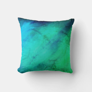Rich Green Blue Abstract Galaxy Throw Pillow