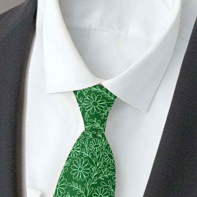 Rich Green Floral Pattern Tie (Creator Uploaded)
