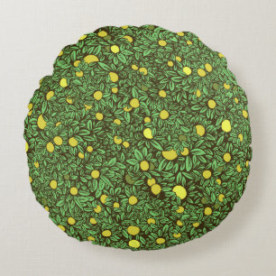 Rich Green Fruit Garden Trees Round Cushion