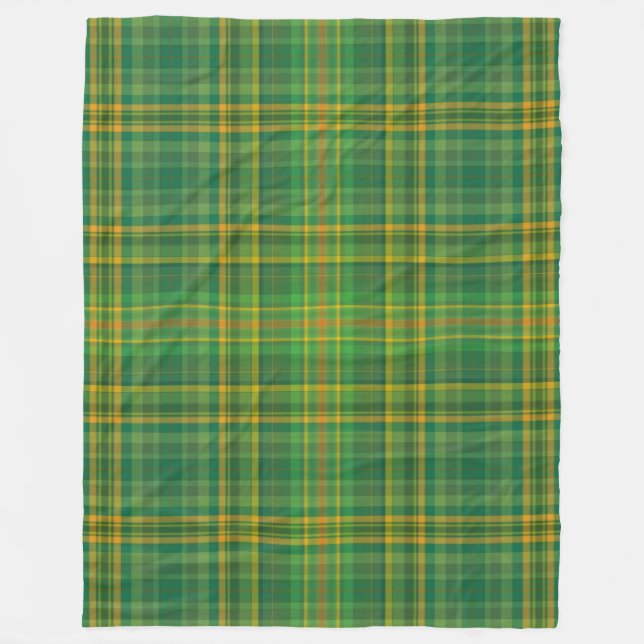 Rich Green Tartan (Plaid) Custom Fleece Blanket (Front)