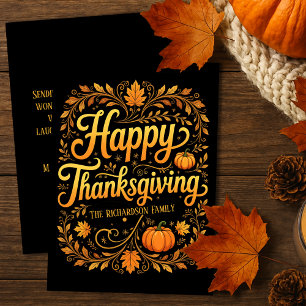 Rich Harvest Gold and Autumn Leaves Thanksgiving  Card