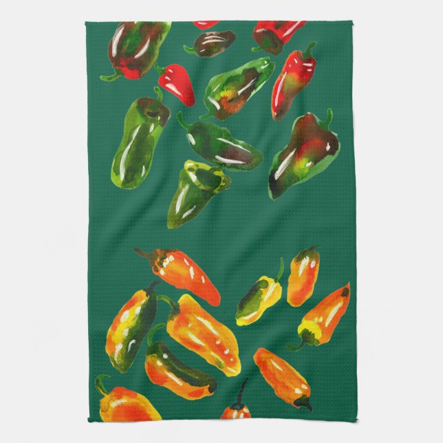 Rich Harvest of Peppers Kitchen Towels (Vertical)