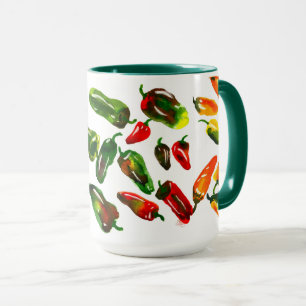 Rich Harvest of Peppers Watercolor Art Mug