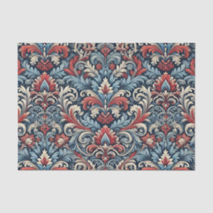 Rich hues of red and blue damask pattern  tissue paper