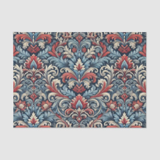 Rich hues of red and blue damask pattern  tissue paper
