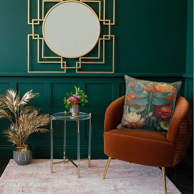 Rich Jewel Toned Florals and a Winged Dragonfly Cushion (Creator Uploaded)