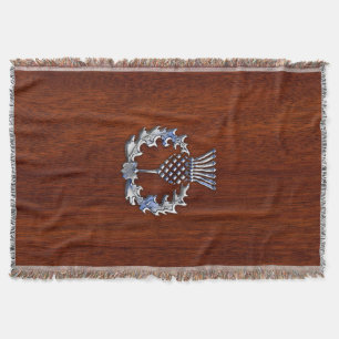 Rich Mahogany Wood Scottish Thistle Print Throw Blanket
