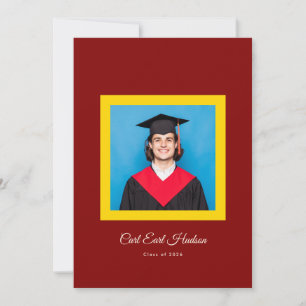 Rich Maroon Yellow High School Photo Grad Announcement