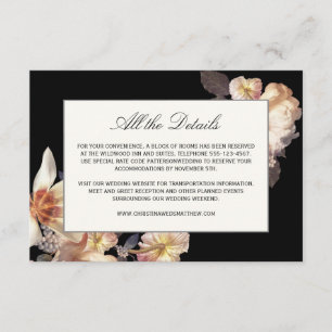 Rich Moody Floral Wedding Details Enclosure Card