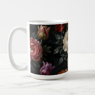 Rich Moody Peony Tulip Floral Arrangement Coffee Mug