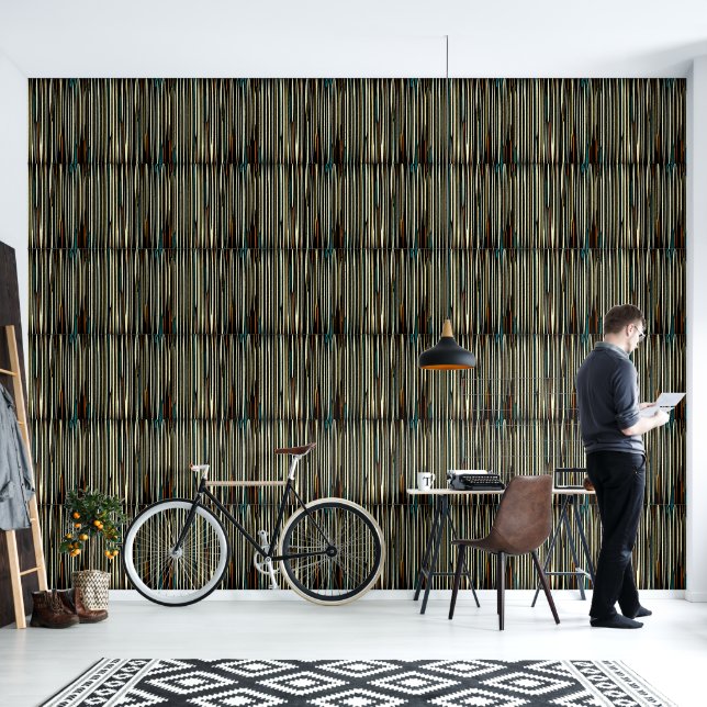 Rich Multicolored Wood Design Wallpaper (Living Room)
