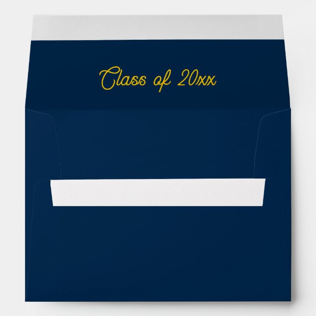Rich Navy And Bold Maize Typography Graduation  Envelope (Back (Bottom))