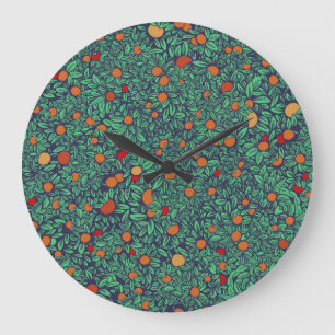 Rich Orchard: Vintage Tree Pattern. Large Clock