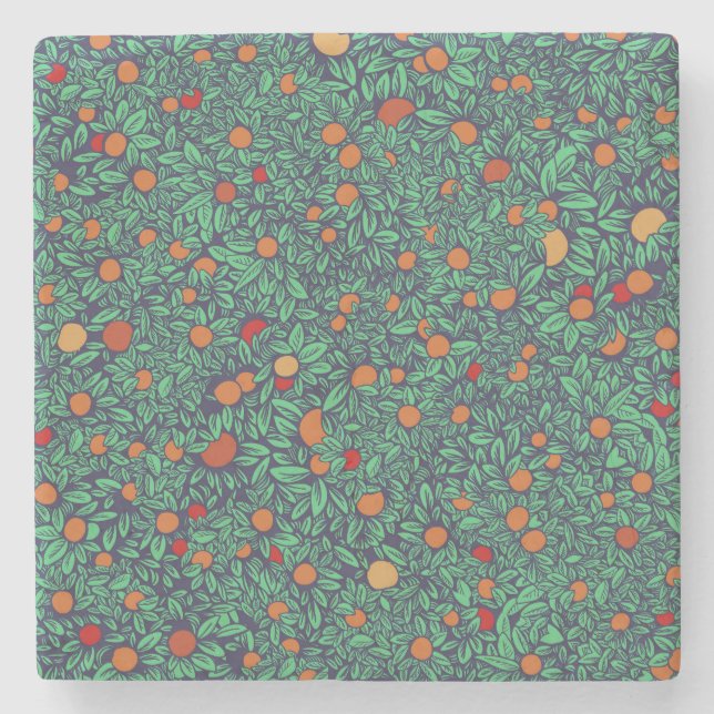 Rich Orchard: Vintage Tree Pattern. Stone Coaster (Front)