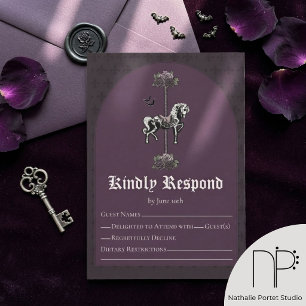 Rich Purple Carousel Skeleton Horse RSVP Card